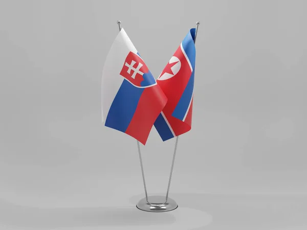 Nordkorea Slovakiska Samarbetsflaggor Vit Bakgrund Render — Stockfoto