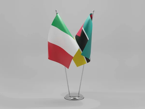 Μοζαμβίκη Ιταλία Σημαίες Συνεργασίας Λευκό Φόντο Render — Φωτογραφία Αρχείου