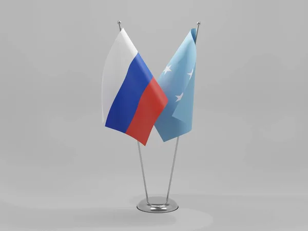 Micronesia Russia Cooperation Flags White Background Render — стокове фото