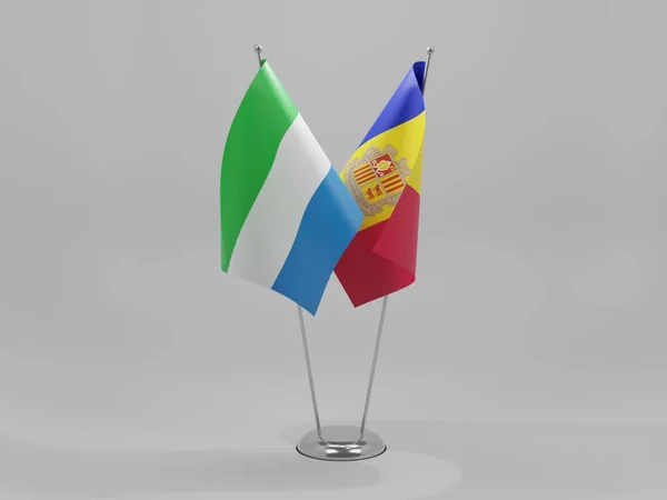 Andorra Sierra Leone Cooperation Flags White Background Render — Stock Photo, Image
