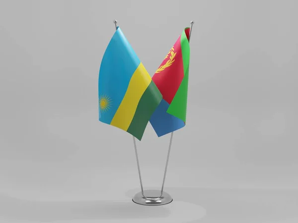 Eritrea Vlajky Spolupráce Rwandě Bílé Pozadí Vykreslování — Stock fotografie