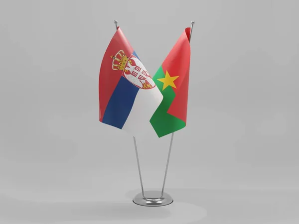 Burkina Faso Banderas Cooperación Serbia Fondo Blanco Render — Foto de Stock