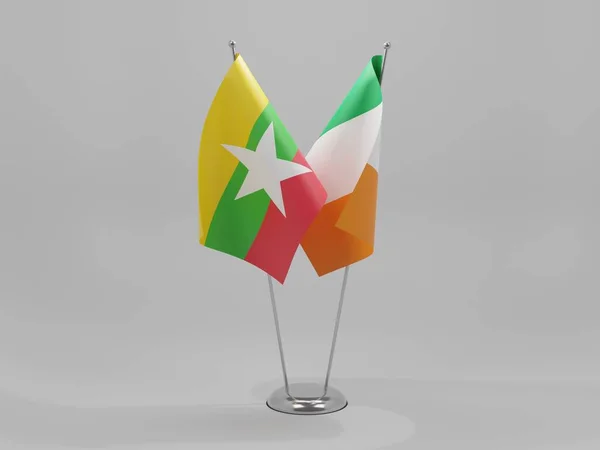 Irsko Myanmar Cooperation Flags Bílé Pozadí Render — Stock fotografie