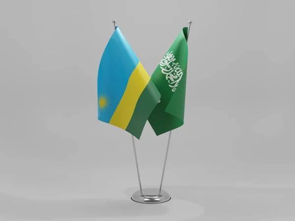 Arábia Saudita Bandeiras Cooperação Ruanda Fundo Branco Render — Fotografia de Stock