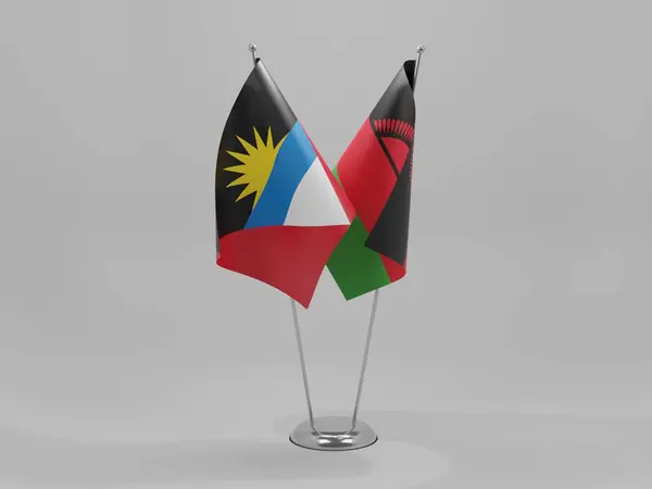 Malawi Bandiere Cooperazione Antigua Barbuda Sfondo Bianco Render — Foto Stock