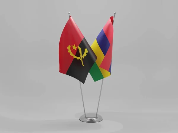 Mauricio Angola Banderas Cooperación Fondo Blanco Render —  Fotos de Stock