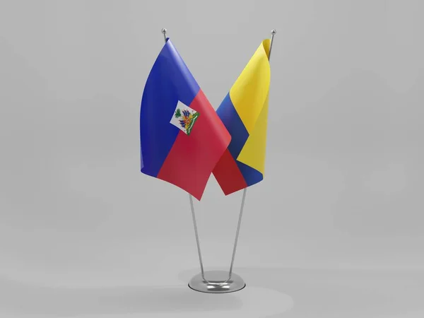 Colombia Banderas Cooperación Haití Fondo Blanco Render — Foto de Stock