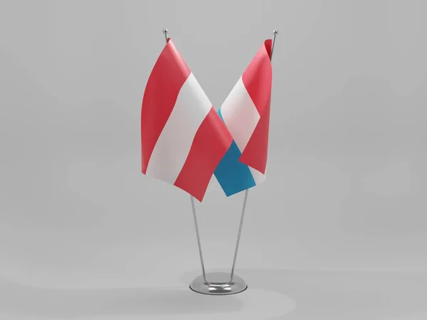 Luxemburg Oostenrijk Samenwerking Vlaggen Witte Achtergrond Render — Stockfoto