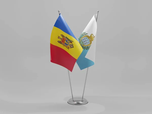 San Marino Moldavsko Vlajky Spolupráce Bílé Pozadí Render — Stock fotografie