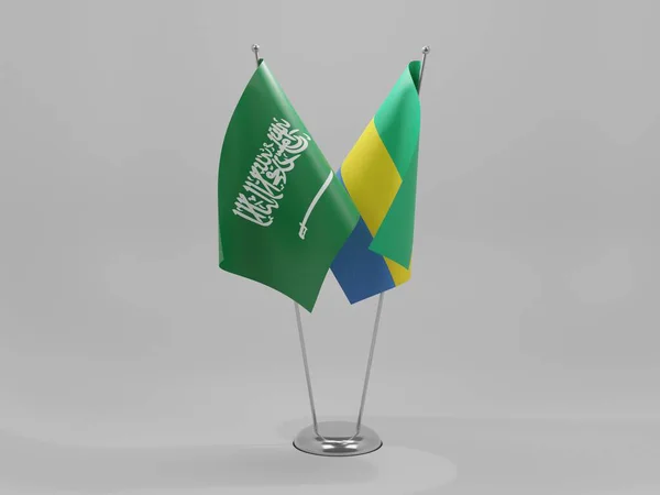 Gabon Bandiere Cooperazione Arabia Saudita Sfondo Bianco Render — Foto Stock