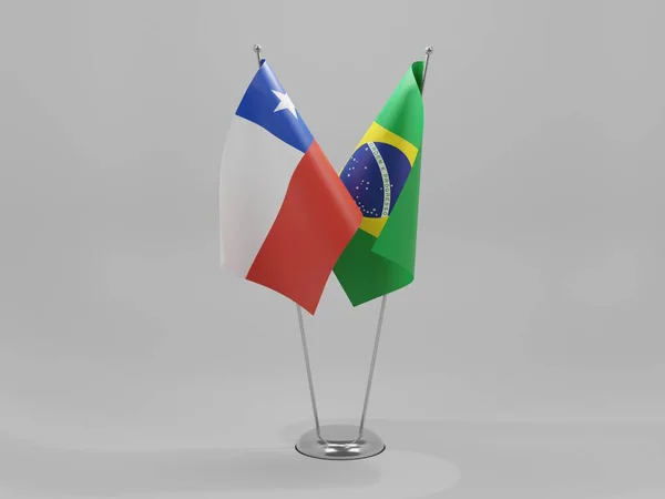 Brasil Chile Bandeiras Cooperação Fundo Branco Render — Fotografia de Stock