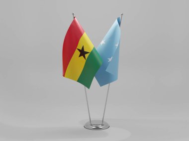 Mikronezya - Gana İşbirliği Bayrakları, Beyaz Arkaplan - 3D Render