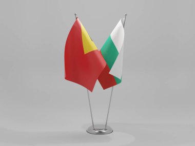 Bulgaristan - Doğu Timor İşbirliği Bayrakları, Beyaz Arkaplan - 3D Render