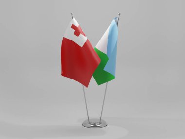 Cibuti - Tonga İşbirliği Bayrakları, Beyaz Arkaplan - 3D Render