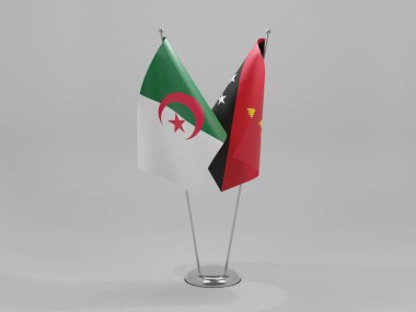 Papua Yeni Gine - Cezayir İşbirliği Bayrakları, Beyaz Arkaplan - 3D Render