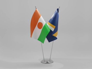 Marshall Adaları - Nijer İşbirliği Bayrakları, Beyaz Arkaplan - 3D Render