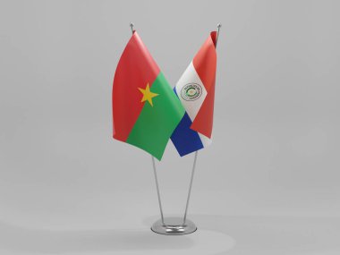 Paraguay - Burkina Faso İşbirliği Bayrakları, Beyaz Arkaplan - 3D Render