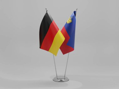 Lihtenştayn - Almanya İşbirliği Bayrakları, Beyaz Arkaplan - 3D Render