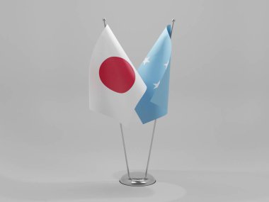 Mikronezya - Japonya İşbirliği Bayrakları, Beyaz Arkaplan - 3D Render