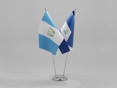 Nikaragua - Guatemala İşbirliği Bayrakları, Beyaz Arkaplan - 3D Yapılandırma