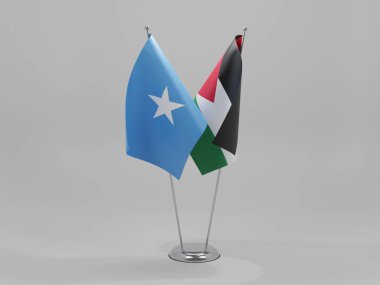 Ürdün - Somali İşbirliği Bayrakları, Beyaz Arkaplan - 3D Render