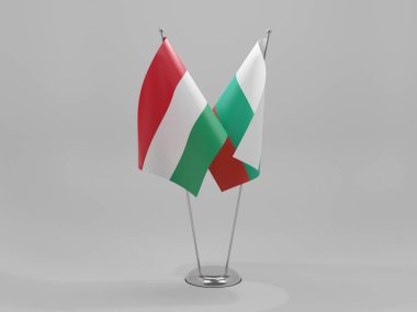 Bulgaristan - Macaristan İşbirliği Bayrakları, Beyaz Arkaplan - 3D Hazırlama