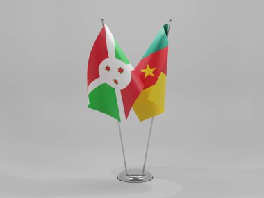 Kamerun - Burundi İşbirliği Bayrakları, Beyaz Arkaplan - 3D Render