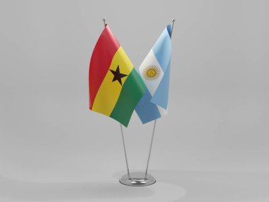 Arjantin - Gana İşbirliği Bayrakları, Beyaz Arkaplan - 3D Render