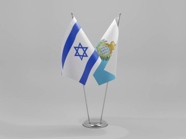 San Marino - İsrail İşbirliği Bayrakları, Beyaz Arkaplan - 3D Render