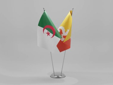 Bhutan - Cezayir İşbirliği Bayrakları, Beyaz Arkaplan - 3D Render