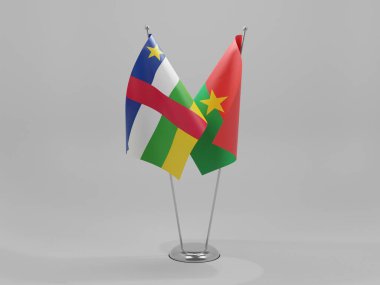 Burkina Faso - Orta Afrika Cumhuriyeti İşbirliği Bayrakları, Beyaz Arkaplan - 3D Render