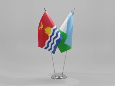 Cibuti - Kiribati İşbirliği Bayrakları, Beyaz Arkaplan - 3D Render