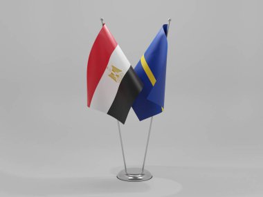 Nauru - Mısır İşbirliği Bayrakları, Beyaz Arkaplan - 3D Yapılandırma