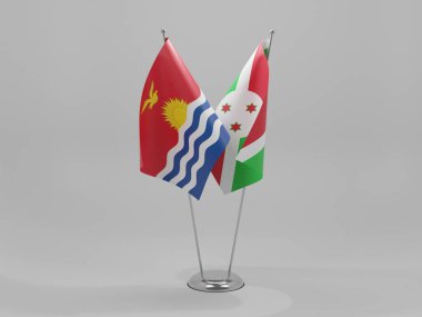 Burundi - Kiribati İşbirliği Bayrakları, Beyaz Arkaplan - 3D Render