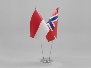 Norveç - Monako İşbirliği Bayrakları, Beyaz Arkaplan - 3D Render