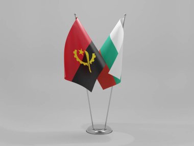 Bulgaristan - Angola İşbirliği Bayrakları, Beyaz Arkaplan - 3D Hazırlama