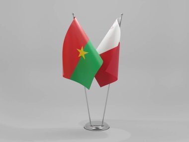 Malta - Burkina Faso İşbirliği Bayrakları, Beyaz Arkaplan - 3D Render