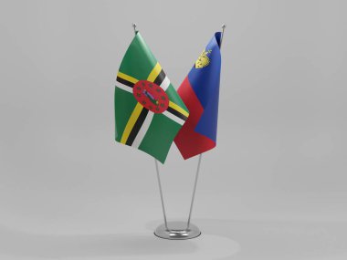 Lihtenştayn - Dominica İşbirliği Bayrakları, Beyaz Arkaplan - 3D Render