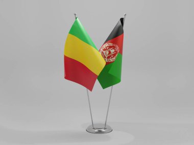 Afganistan - Mali İşbirliği Bayrakları, Beyaz Arkaplan - 3D Yapılandırma