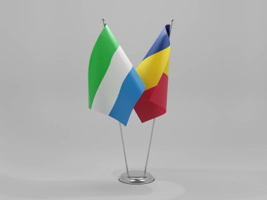 Çad - Sierra Leone İşbirliği Bayrakları, Beyaz Arkaplan - 3D Render