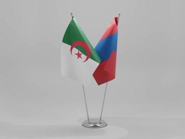 Moğolistan - Cezayir İşbirliği Bayrakları, Beyaz Arkaplan - 3D Render