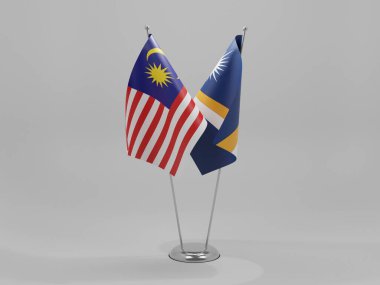 Marshall Adaları - Malezya İşbirliği Bayrakları, Beyaz Arkaplan - 3D Render