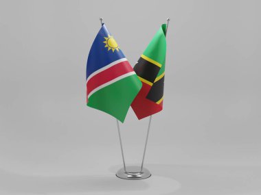 Saint Kitts ve Nevis - Namibya İşbirliği Bayrakları, Beyaz Arkaplan - 3D Render