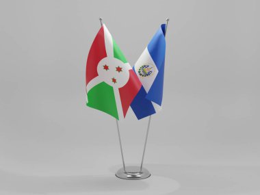 El Salvador - Burundi İşbirliği Bayrakları, Beyaz Arkaplan - 3D Render