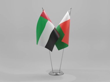 Madagaskar - Birleşik Arap Emirlikleri İşbirliği Bayrakları, Beyaz Arkaplan - 3D Render