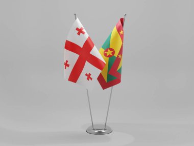 Grenada - Georgia İşbirliği Bayrakları, Beyaz Arkaplan - 3D Render