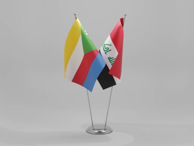 Irak - Komoros İşbirliği Bayrakları, Beyaz Arkaplan - 3D Render