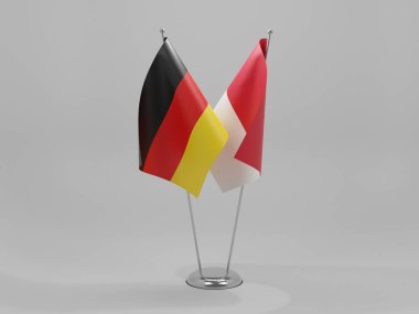 Monako - Almanya İşbirliği Bayrakları, Beyaz Arkaplan - 3D Render