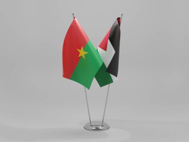 Ürdün - Burkina Faso İşbirliği Bayrakları, Beyaz Arkaplan - 3D Render