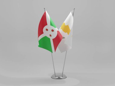 Kıbrıs - Burundi İşbirliği Bayrakları, Beyaz Arkaplan - 3D Hazırlama